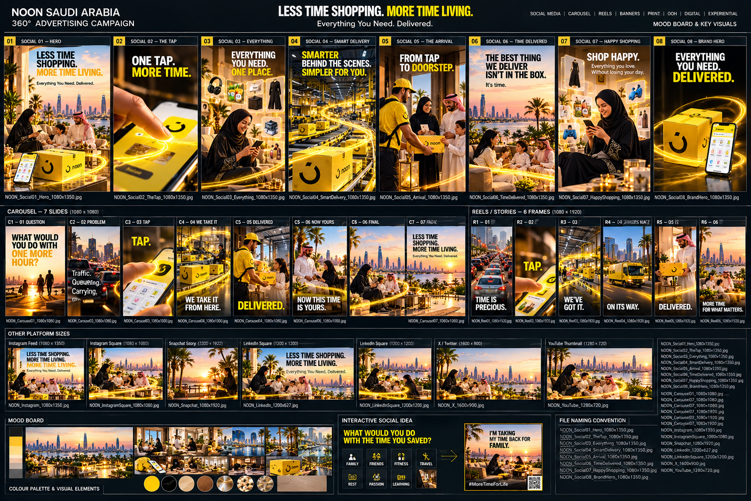 NOON Saudi Arabia Less Time Shopping More Time Living campaign mood board